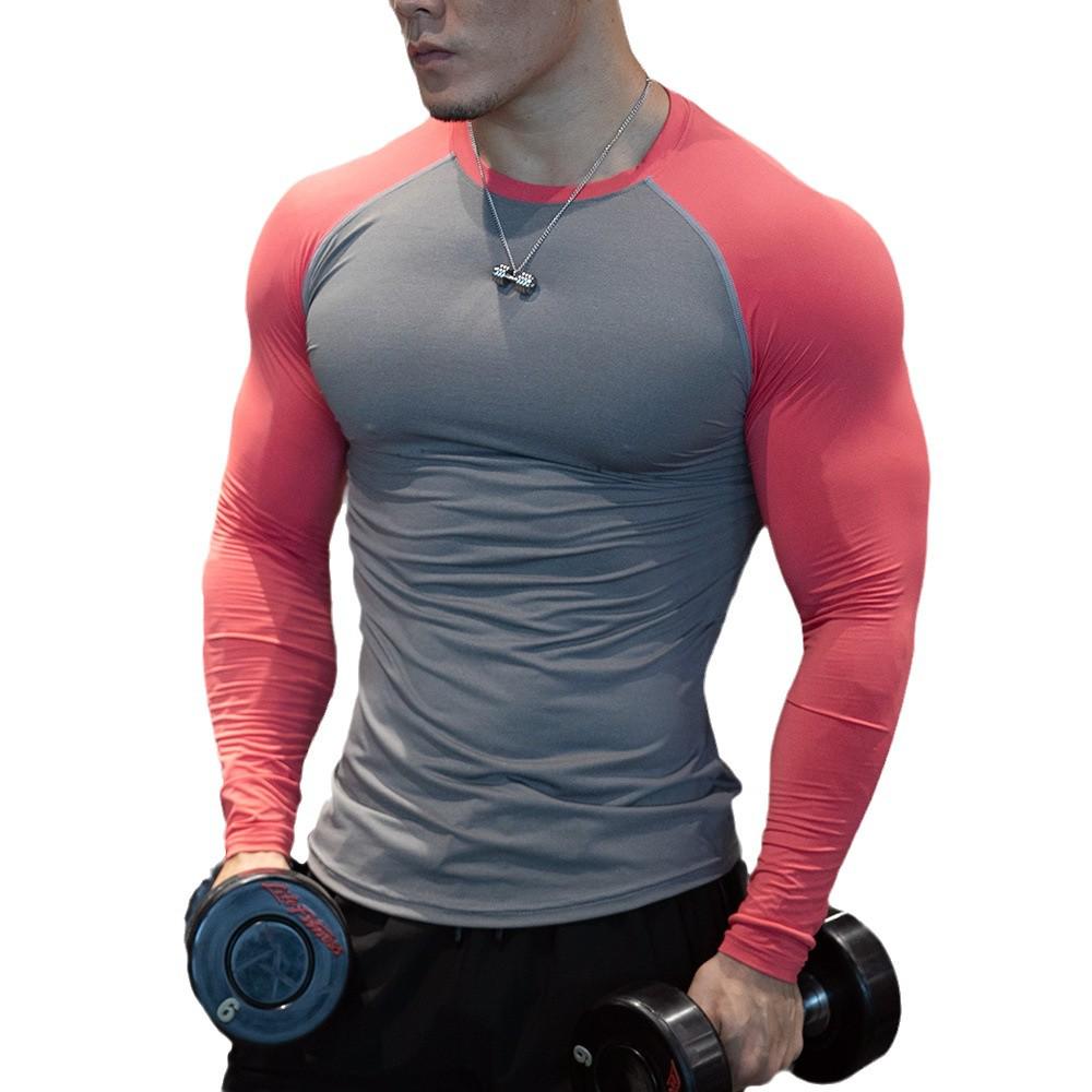 Men's Slim Fit Quick-Dry Ice Silk Long-Sleeve Sports T-Shirt, Moisture-Wicking, Breathable Training Top