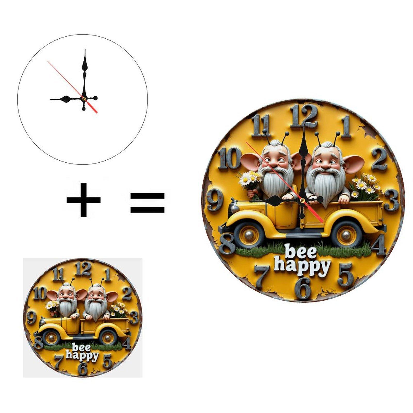 Custom Background 25x25cm Wood Wall Clock with Choice of Dial Color (White,25*25cm/9.843*9.843inch)