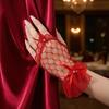 Women Lace Gloves Fingerless Mesh Gloves with Bow Embellishment for Wedding Princess Style Stage Performance Ballet Party Cosplay Bridal Accessories