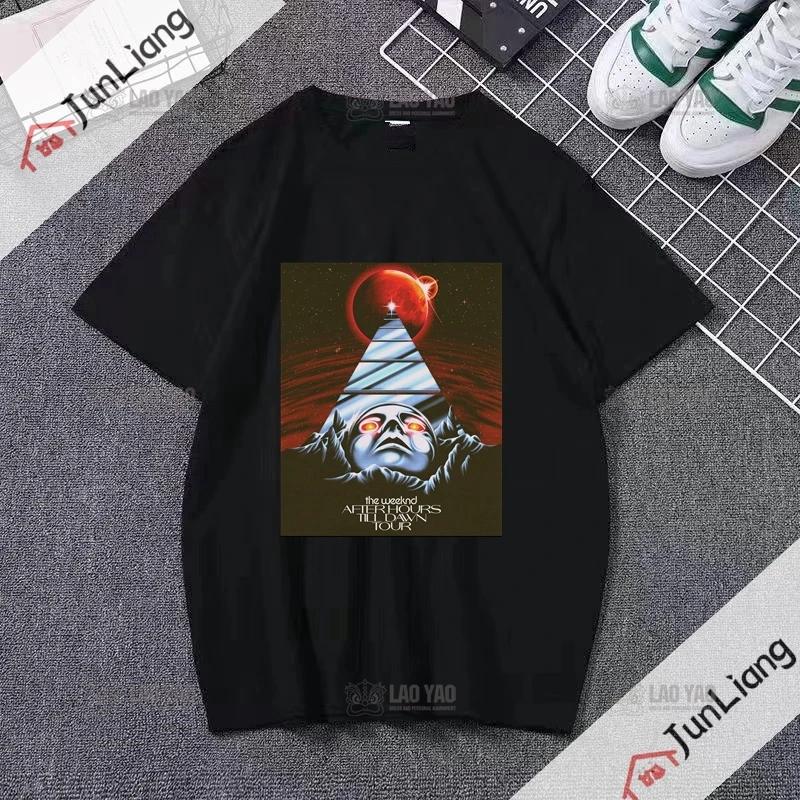 Canadian Singer The Weeknd Dawn Fm Flat Print Tshirt Short Sleeve Loose Mens Tshirt Mens Tshirt Womens Hip Hop Clothing
