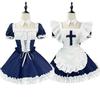 Cute Lolita Angel Maid Dress Cosplay Costume Sweet Girls Anime Maid Waiter Dress With Cross Ruffle Apron