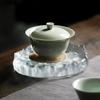 Glass Frosted Ice Mountain Teapot Pad Dry Brewing Pot Tea Table Zisha Pot Cover Bowl Tea Holder Pad Hammer Ice Texture