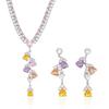 Set Fashion Trend Zircon Earrings & Colorful Heart Necklace with Fresh Flowing Jewelry Chain