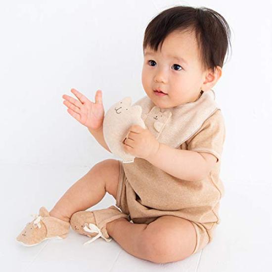 pompkins BABY Organic Cotton Rattle and Dog Made in Japan Y-1026 100% [Rabbit, Bear, Series] (Natural (Rabbit))