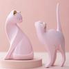 Modern Animal Figurine Resin Cat Model Home Decor Pink Cat Sculpture  Coffee Shop