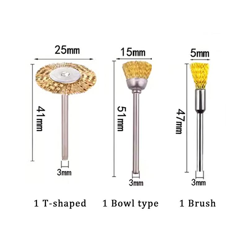 

3/9/15Pcs Mini Metal Brush Set Rust Removal Cleaning Brush Polishing Wheel Brush For Grinder Rotary Electric Tool Accessories