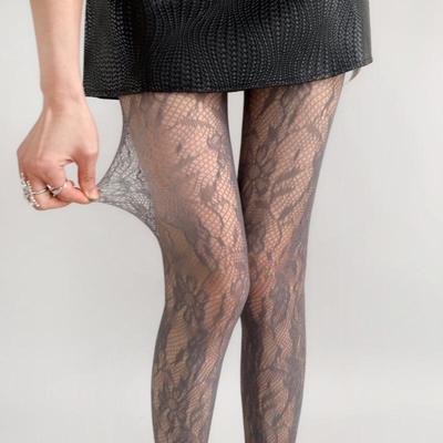 Calze Floreali di Pizzo Retrò: Collant Sexy in Rete Jacquard per Primavera ed Estate da Donna
