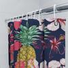 Tropical Pineapple Hibiscus Printed Shower Curtain For Bathroom Decor Navy Blue, Pink Red Floral 72 X 84 Waterproof Fabric With