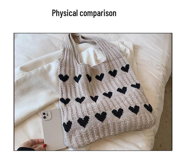 2024 Fashion Women's Woolen Knit Shoulder Bag - Handmade Underarm Tote
