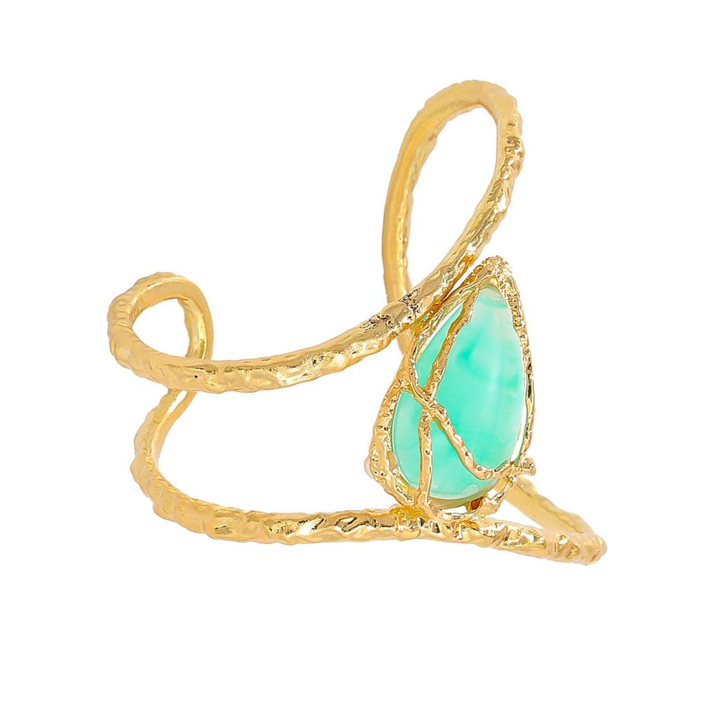 Retro-Stile Elegantes Goldfarbenes Rankenmuster Tropfenförmiger Armreif Bequem Robuste Legierung Acryl für Büro- und Partykleidung