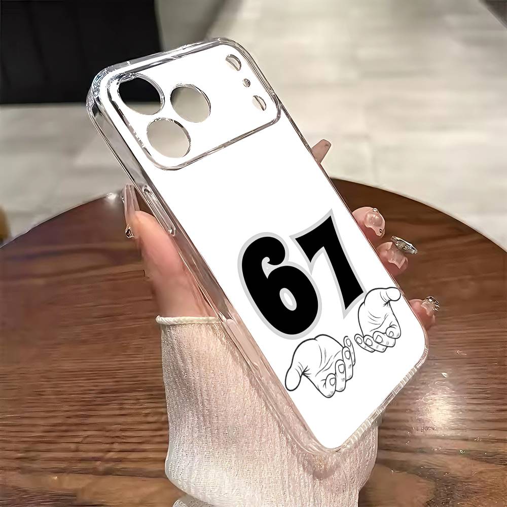 

67 Six Seven Phone Case For iPhone 17 16 15 14 13 12 11 Mini Pro Max Plus Transparent Cover iPhone15plus