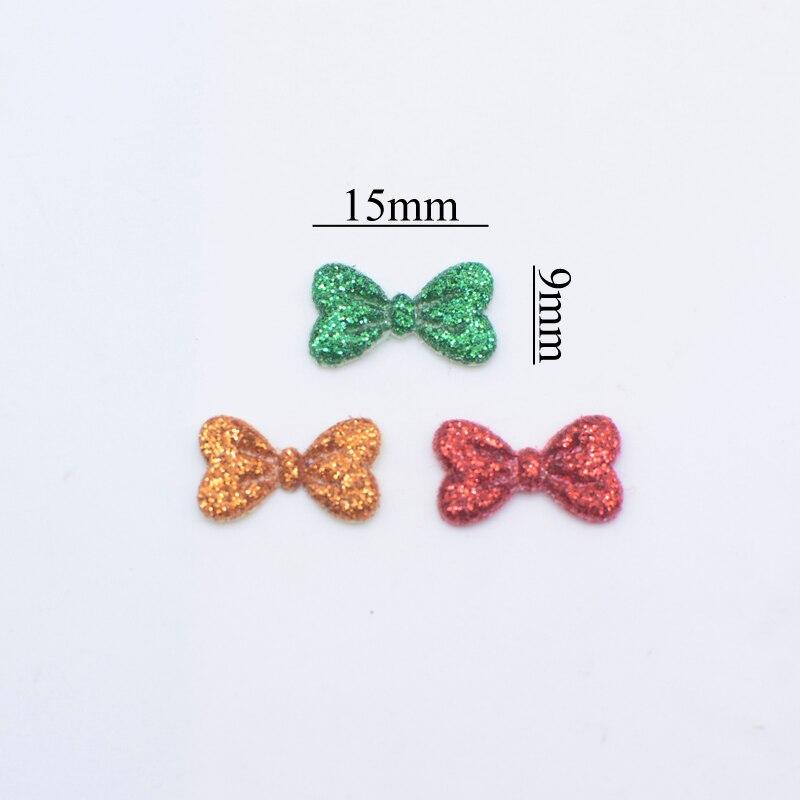 Wholesale 1000Pcs 15*9mm Glitter Leather Padded Bow Tie Appliques for DIY Crafts Hat Patches Headwear Hairpin Decor Accessories