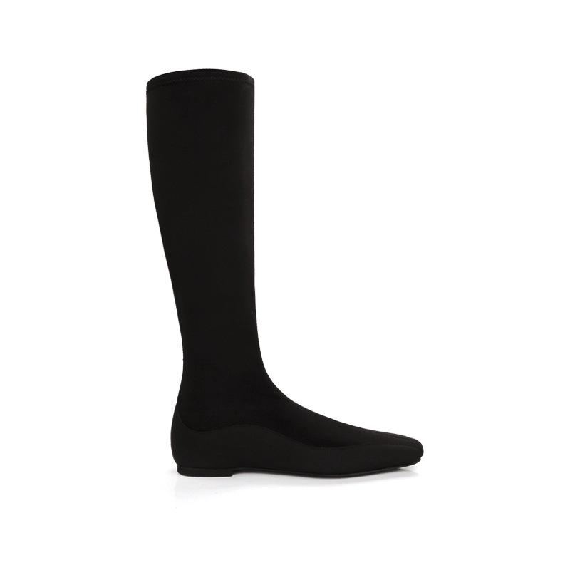 Grape mother autumn and winter new fashionable comic legs~ temperament square head flat boots socks boots bag legs medium tube thin boots women
