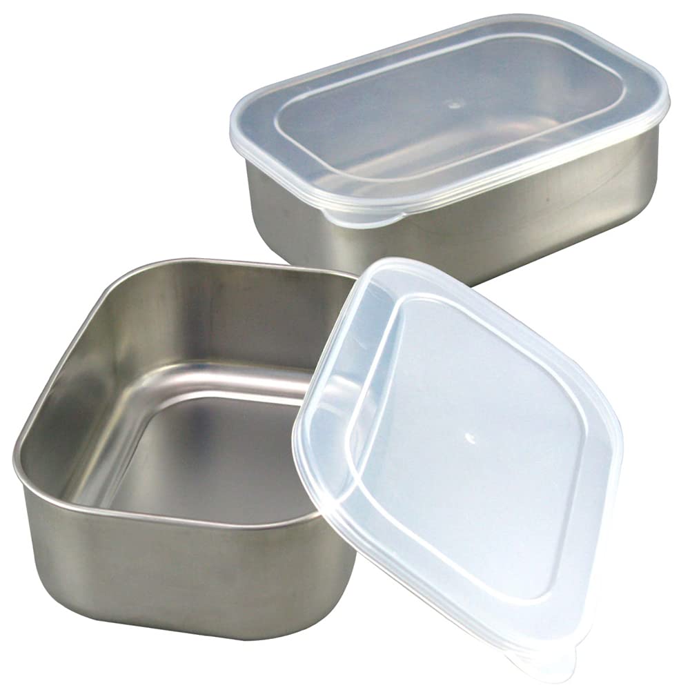 

Shimomura Planning Storage Set of Deep Type in Convenient for Temporary Includes Square Stainless 38871 Containers, 2, [Made Japan] preparation,