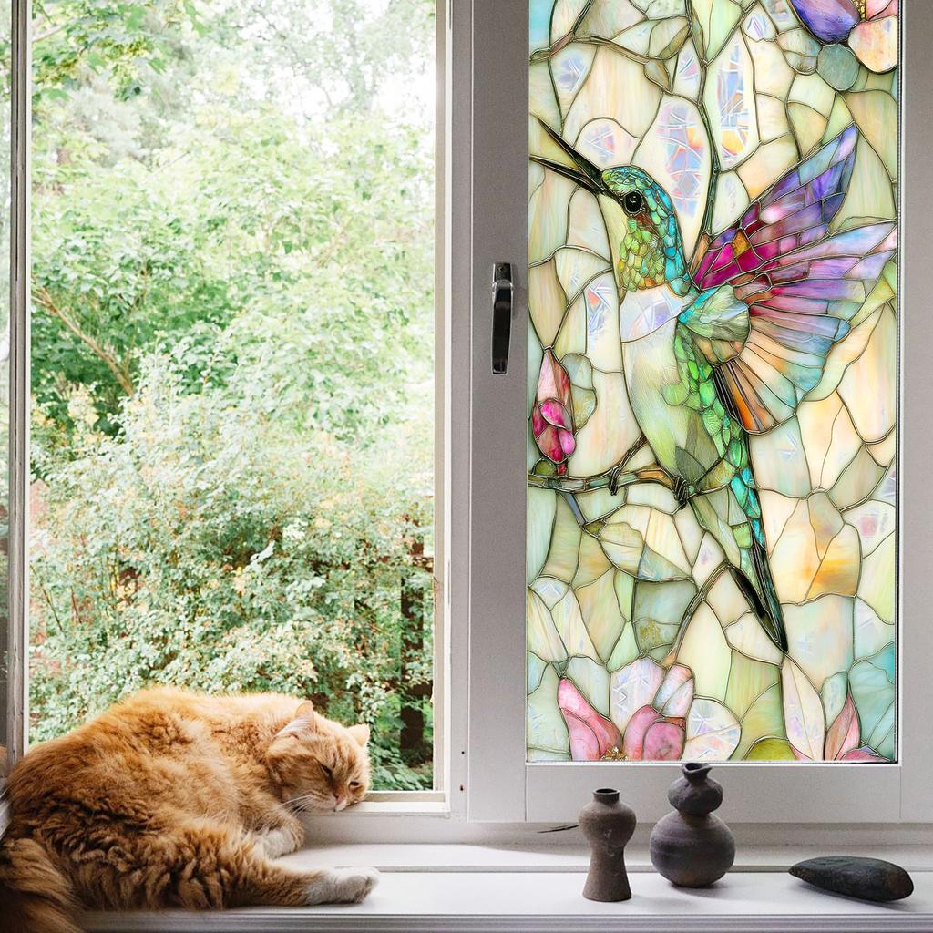 Europeisk Retro Stil Vindusfilm PVC Elektrostatisk Glassklistremerker Farget Vindusfilm Statisk Heftende Frostet Glassfilm