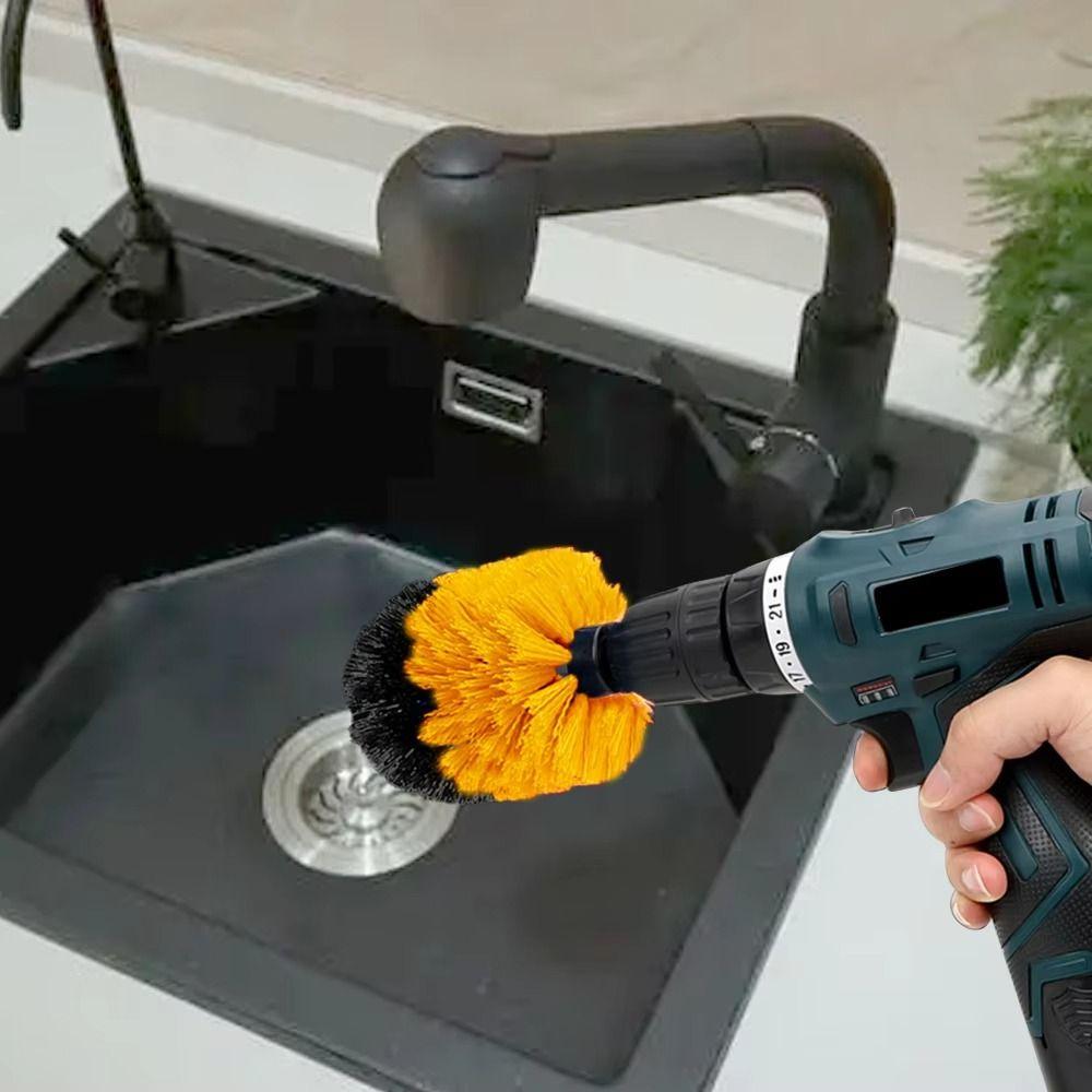 with Extender Rod Electric Drill Brush Kit Hard Bristle Car Wash Brush  Bathroom