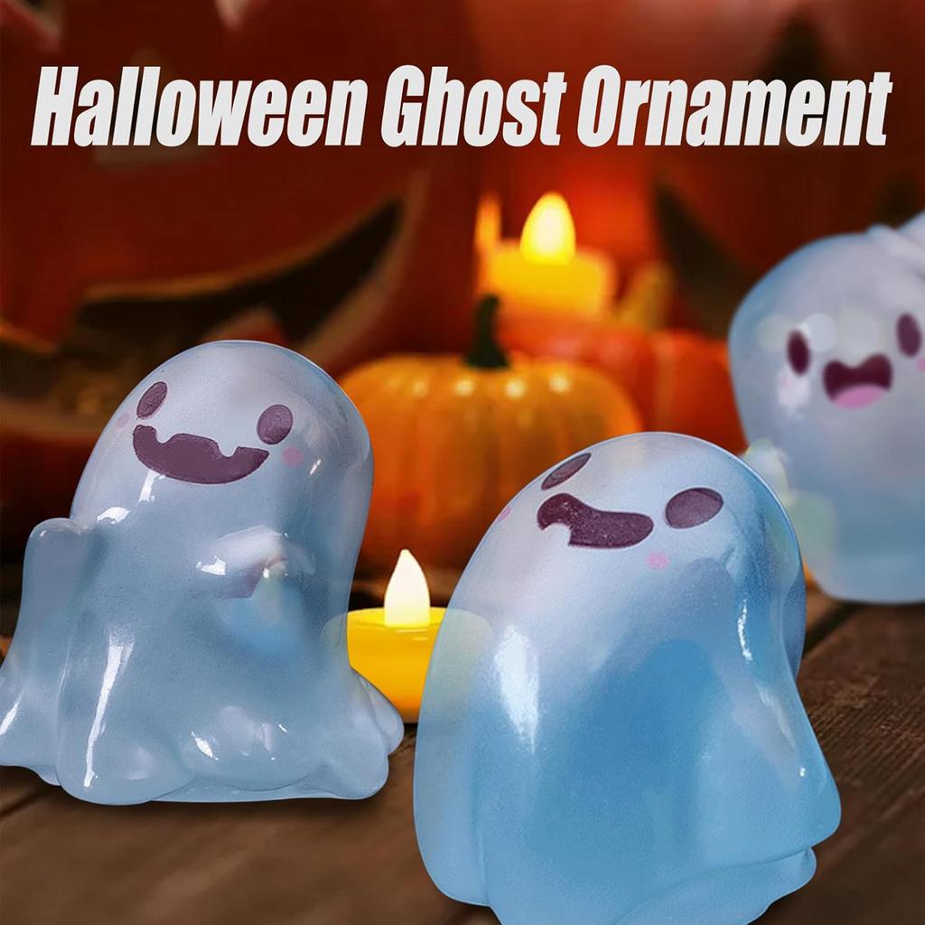 6/12pcs Halloween Mini Resin Ghosts Glow in The Dark Mini Ghost Figures Luminous Ghost Figurines Cute Halloween Party Favors