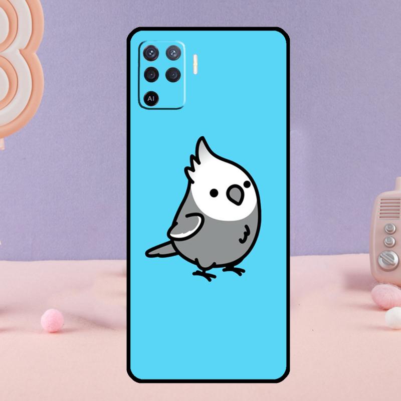 Cartoon Animal Chubby Cockatiel Phone Case For Oppo A78 A98 A80 A40 A60 A18 A38 A58 A15 A17 A77 A74 A94 A54 A57S A16 A76 A96