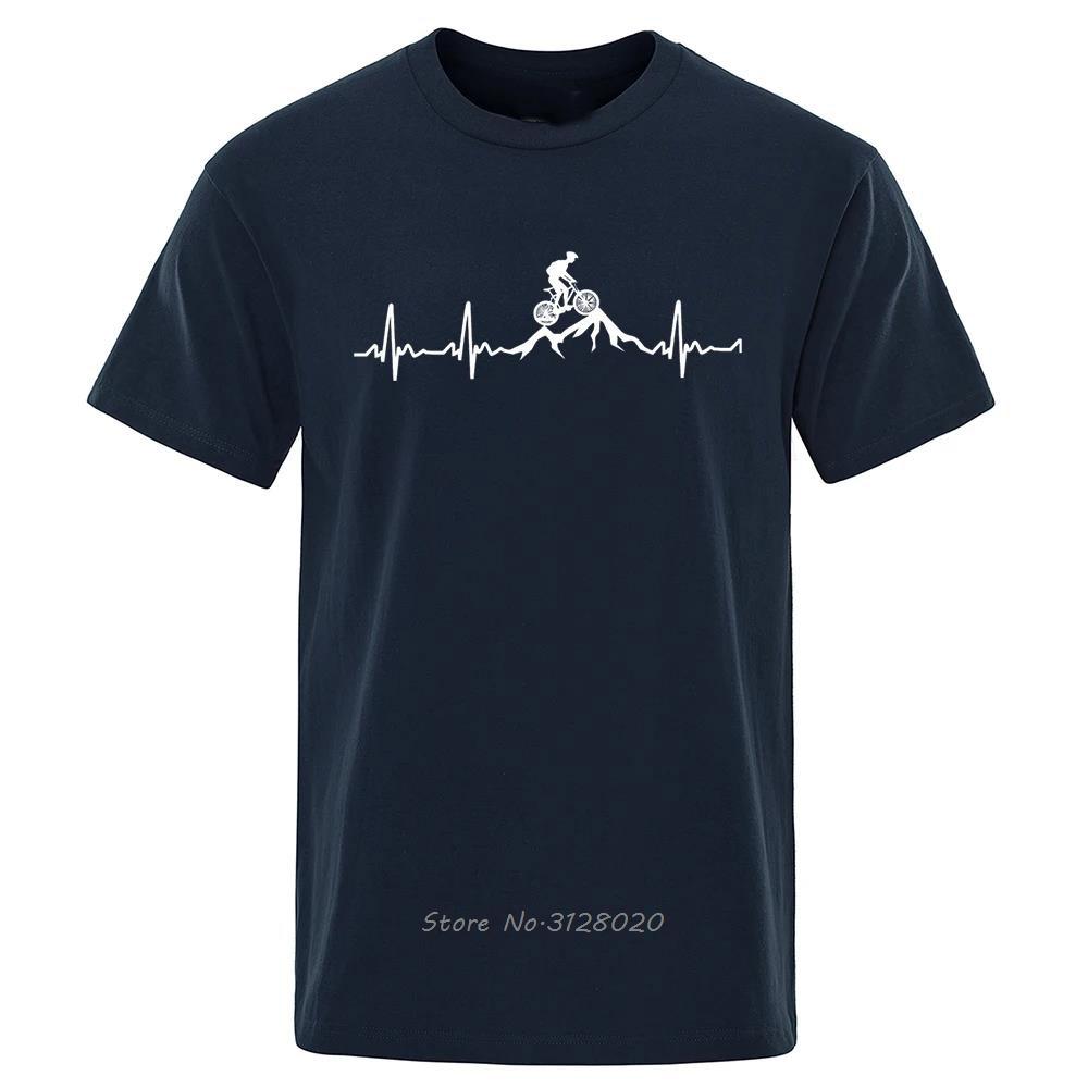 Mountain Bike Heartbeat Funny Mtb Dirt Bike Men Tshirt Hip Hop Casual Tops Summer Street T Shirt Oversized Cotton Tshirt Tees