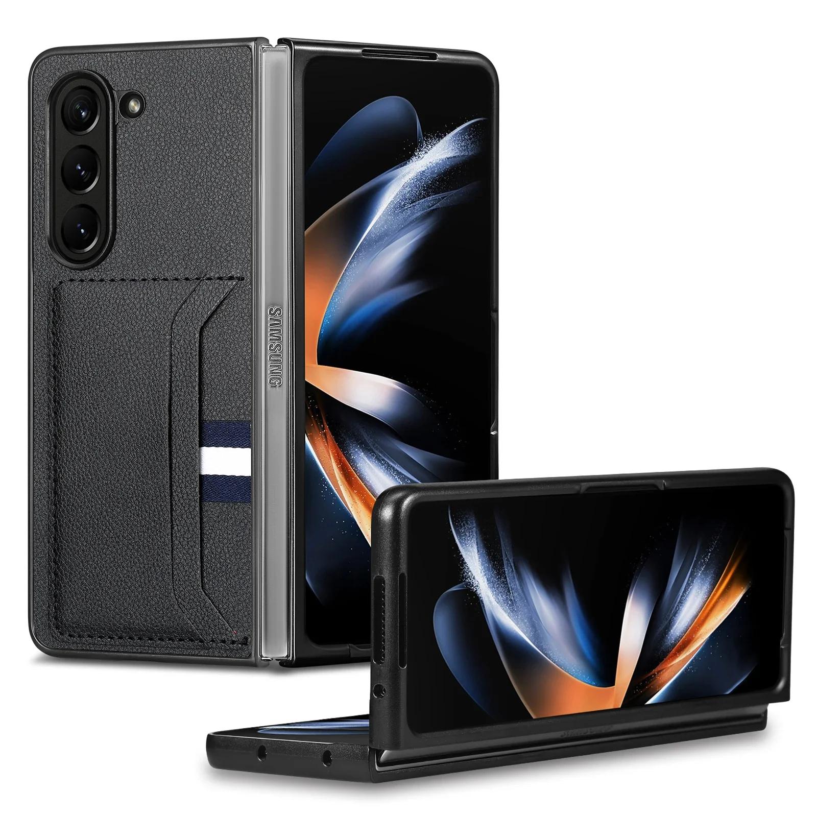 

Luxury Business Sle Card Pocket Leather Wallet Phone Case for Samsung Galaxy Z Fold 7 6 5 4 3 2 Shockproof Protect Folding Cover Galaxy Z Fold7