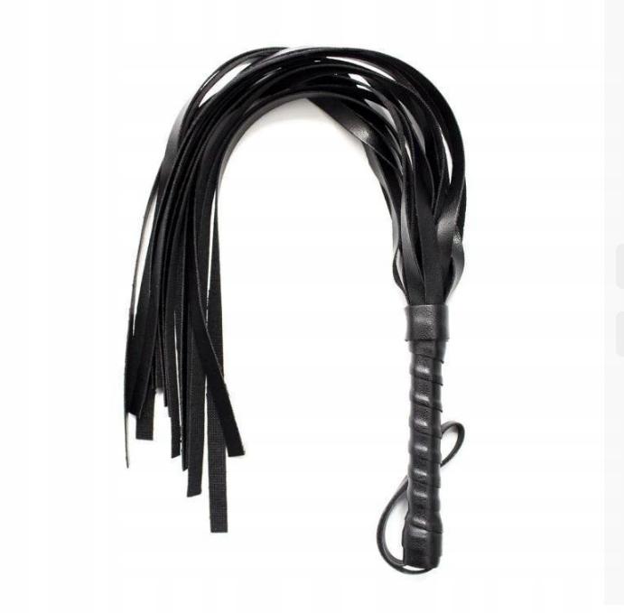 Czarny Pejcz Erotyczny Skórzany 58cm Bicz BDSM