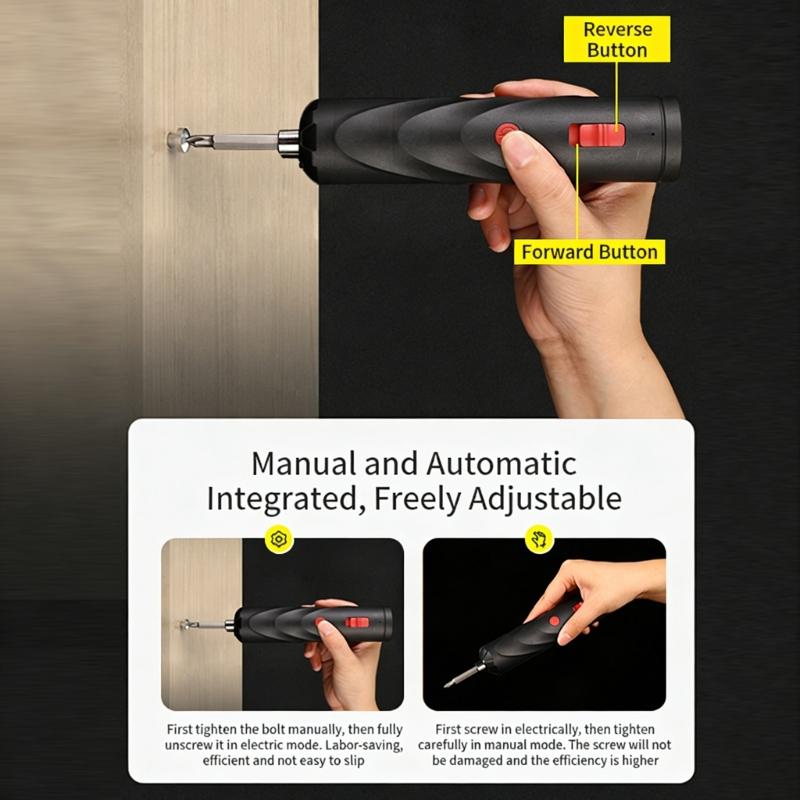 Portable Cordless Accuracy Screwdriver Set With Ergonomic Grip And Reverse Function Household Power Tool Set