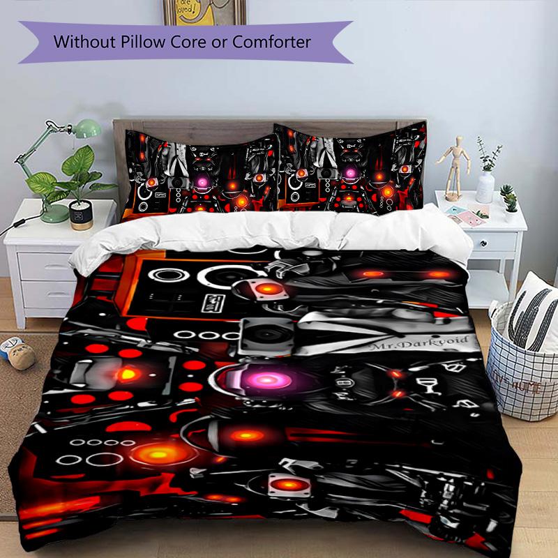 Skibidi Toilet 3pcs Bedding Set Duvet Cover Closure Includes 1 Duvet Cover & 2 Pillowcases for All Seasons Bedroom Home Dorm Decor