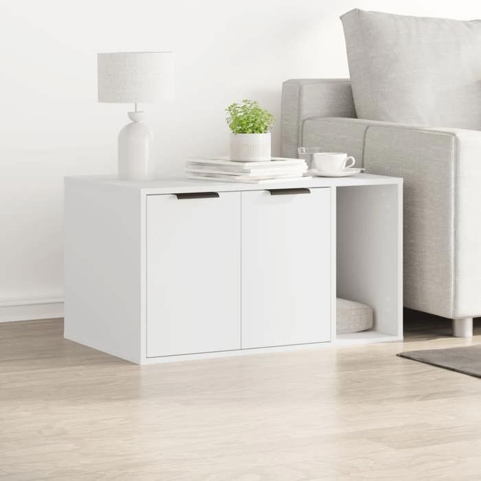 VidaXL Cat Litter Box Furniture White Engineered Wood 857733