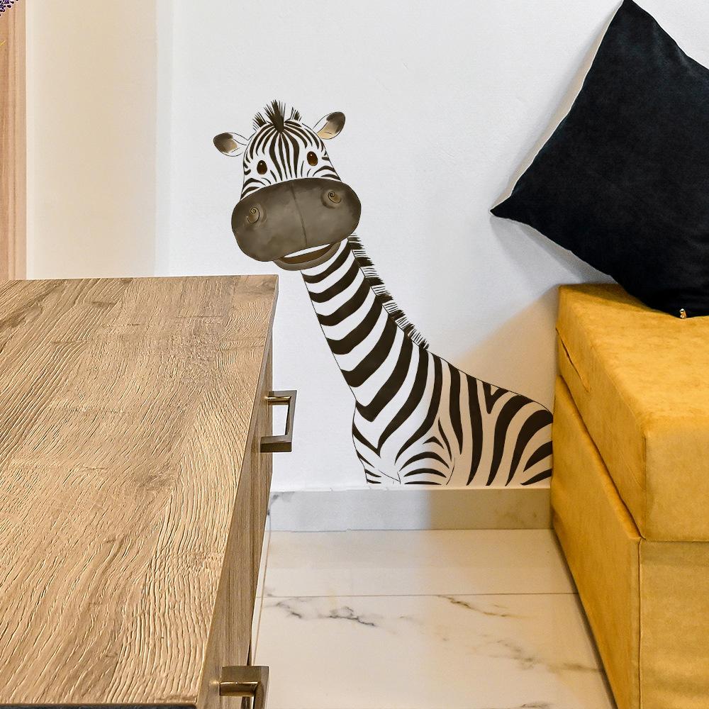 3D Cute Zebra Wall Sticker Waterproof Removable Self-Adhesive for Living Room Bedroom Home Decor