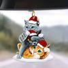 Hanging Santa Hat Cats Pendant Flat Christmas Decorations  Xmas Gifts
