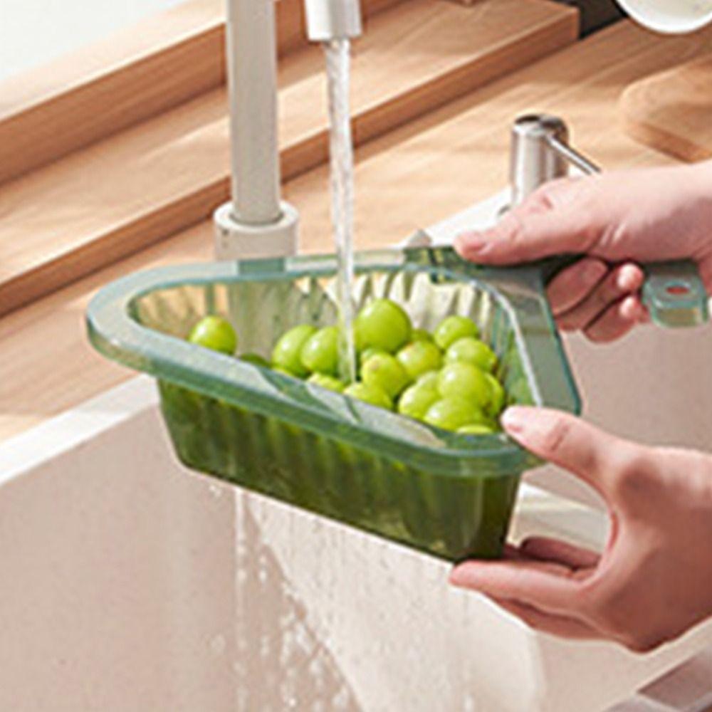 Triangle Kitchen Drain Basket Portable Kitchen Accessories Vegetable Basin Punch-free Sink Retractable Rack