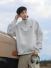 American National Tide Men's Plus Velvet Half-Zip Hoodie - Cozy Autumn/Winter Casual Street Style Loose Stand Collar Jacket