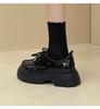 Thick soled small leather shoes 2025 new spring and autumn retro British style black matching skirt lace up loafers