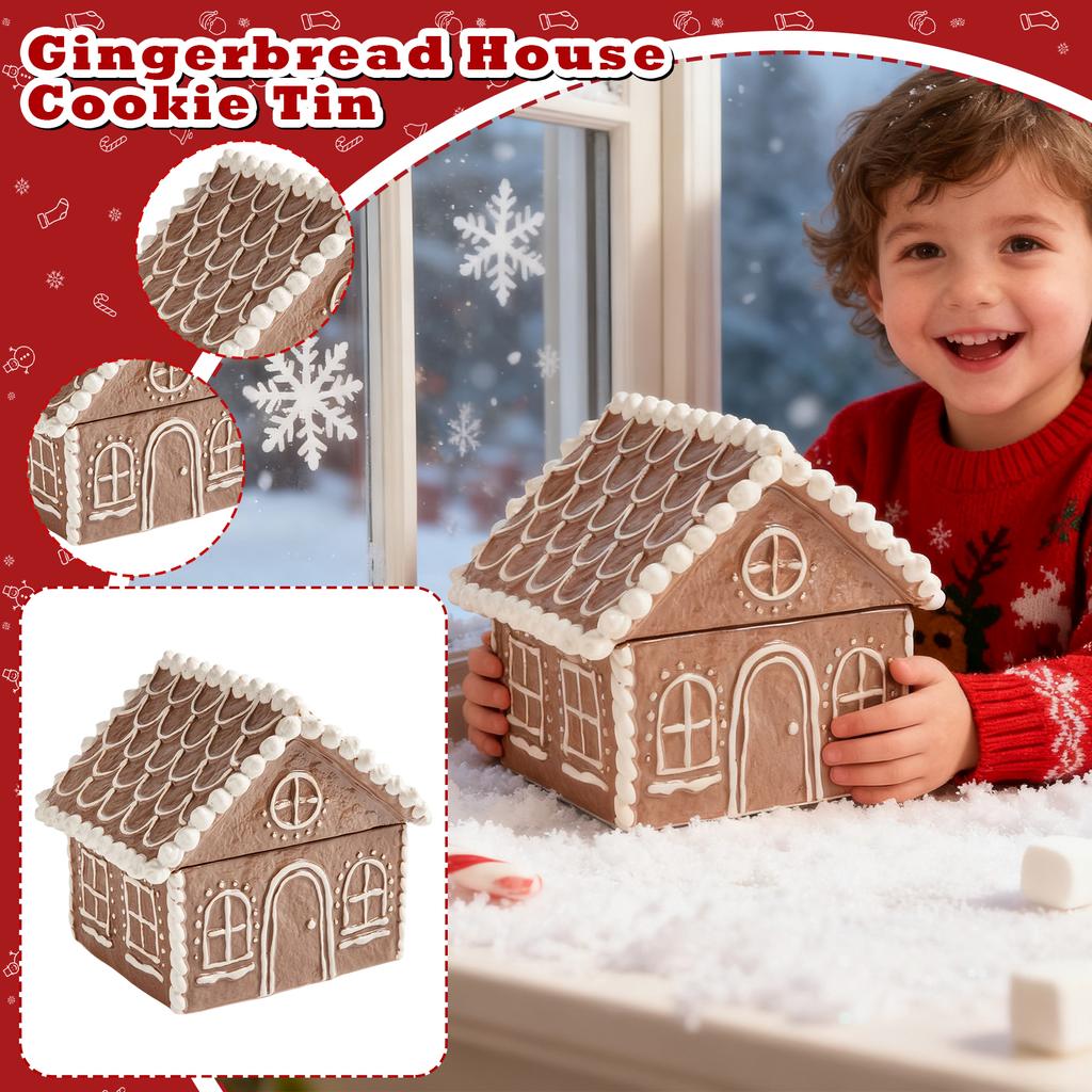 In The Shape Of A Gingerbread House, It Serves As Both A Christmas Decoration And A Sweet Storage Space.