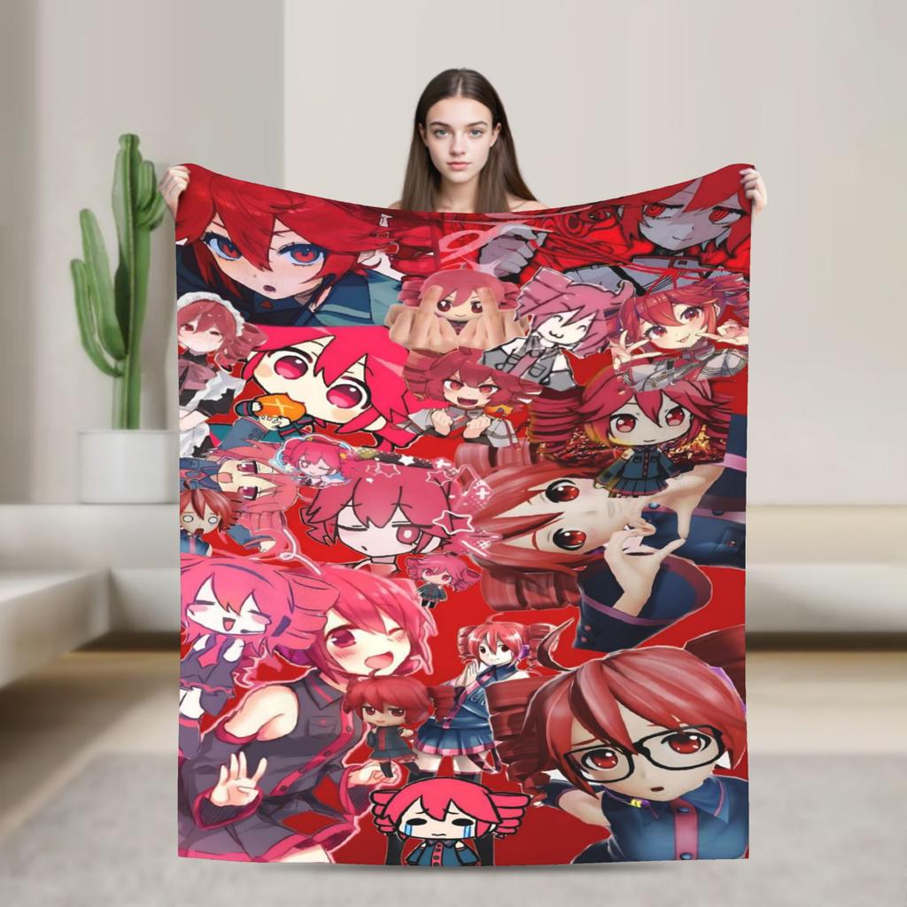 Anime Kasane Teto Flannel Printed Blanket Suitable for All Seasons Suitable for Living Room Office Sofa and Travel 180x250CM