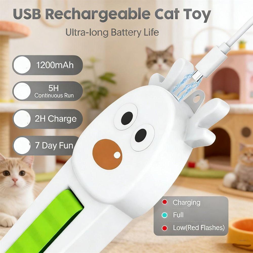 Wall Mounted Auto Motion Flying Rope Cat Toy Quiet Bring Adhesive Base Interactive Cat Toy Adjustable Motion Modes