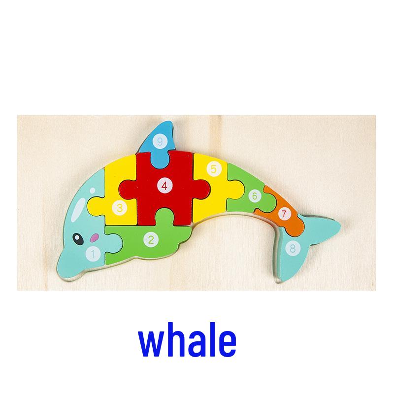 Wooden 3D Cartoon Number Puzzle Board for Kindergarten Kids – Educational Toy