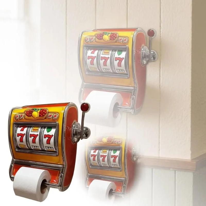 Wall Mounted Slot Machine Toilet Paper Holder, Plastic Fun Slot Machine Toilet Roll Holder, Easy To Install and Decorate