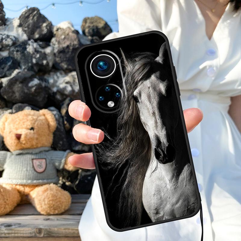 Black White Horse Case For Honor X9b X8b X8 X9 X6a X7a X8a X9a Honor Magic 6 5 Pro 50 70 90 Lite Back Cover