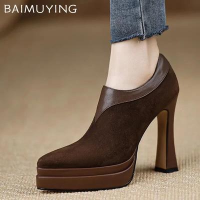Super High Heels Women Ankle Boots Platform Pointed Toe Suede Sexy Shoes 2025 Trend Fashion Pumps Chelsea Winter Botas De Mujer