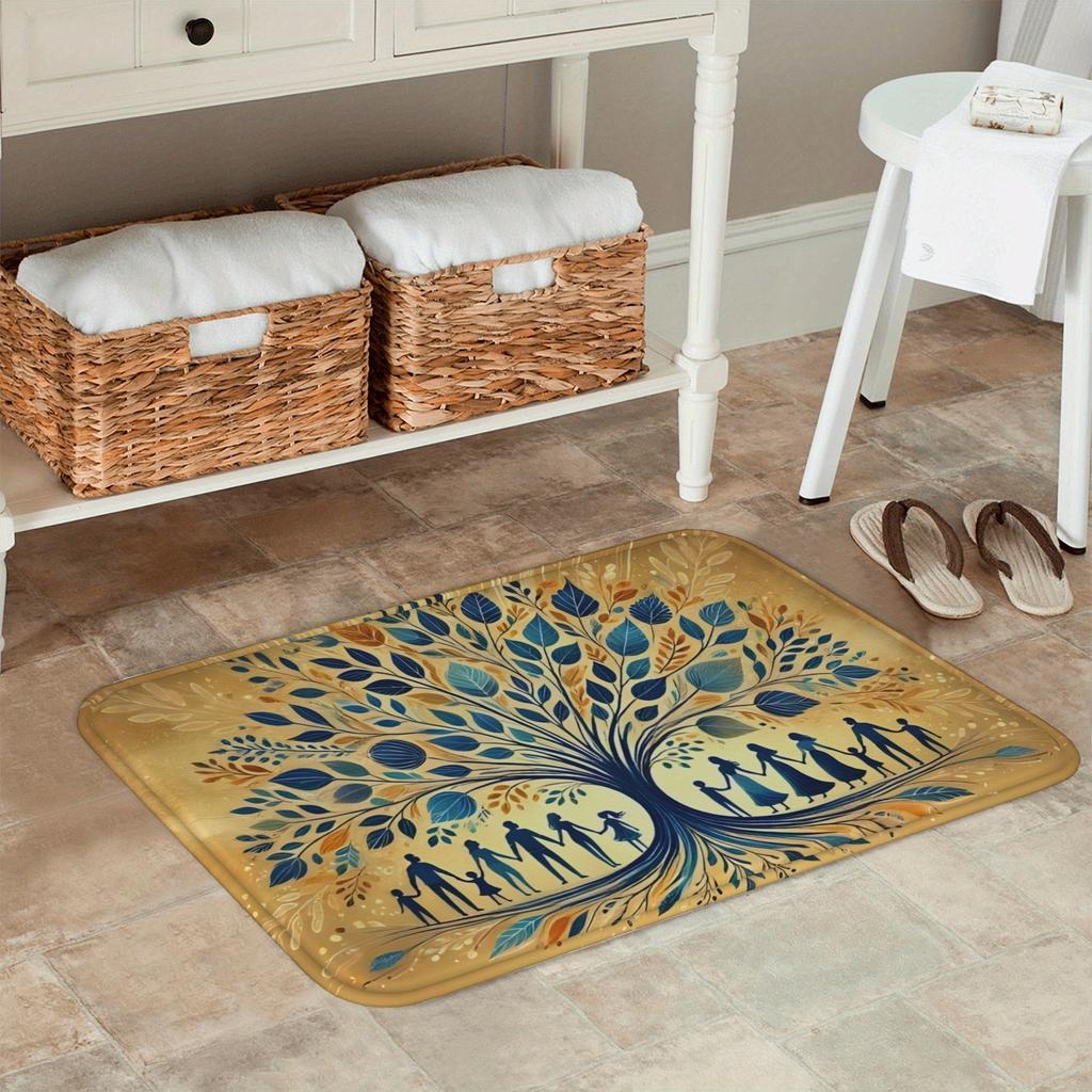 1PC Family Tree of Love Kitchen Rug Non-Slip Door Mat Pop design Bathroom Rug Bath Mat Carpet for Home Sink Laundry Decoreeree