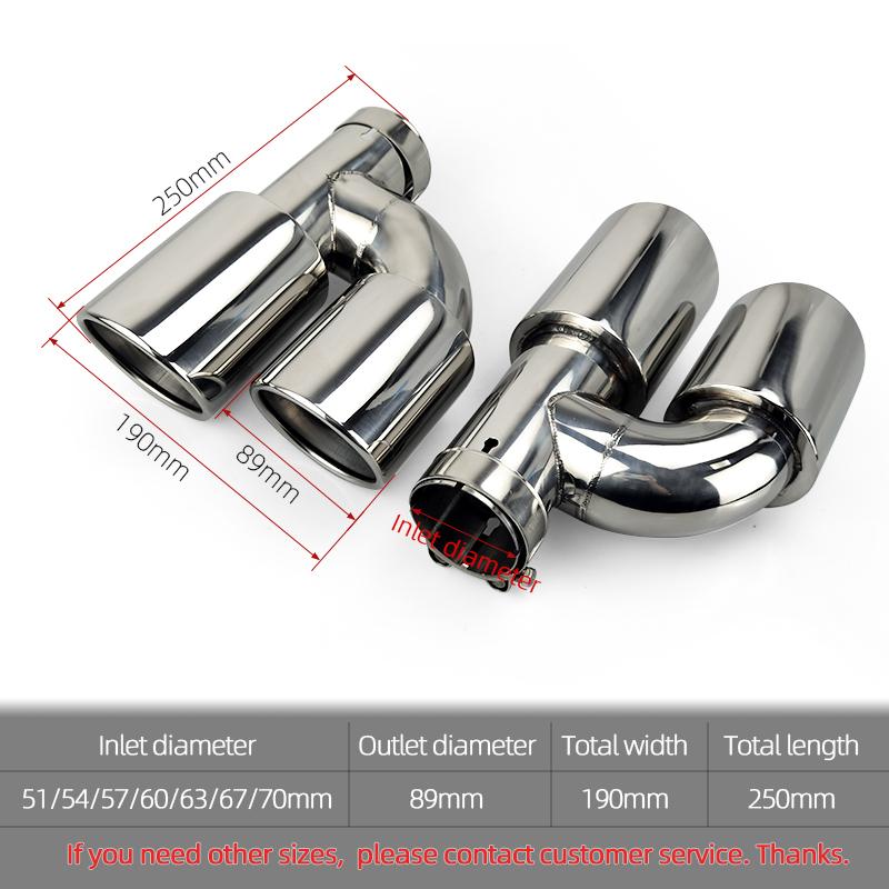 

1 Pc 304 Stainless Steel Dual Exhaust Tip Pipes H Type for Universal Car Muffler Modify Tail Tips Right other size