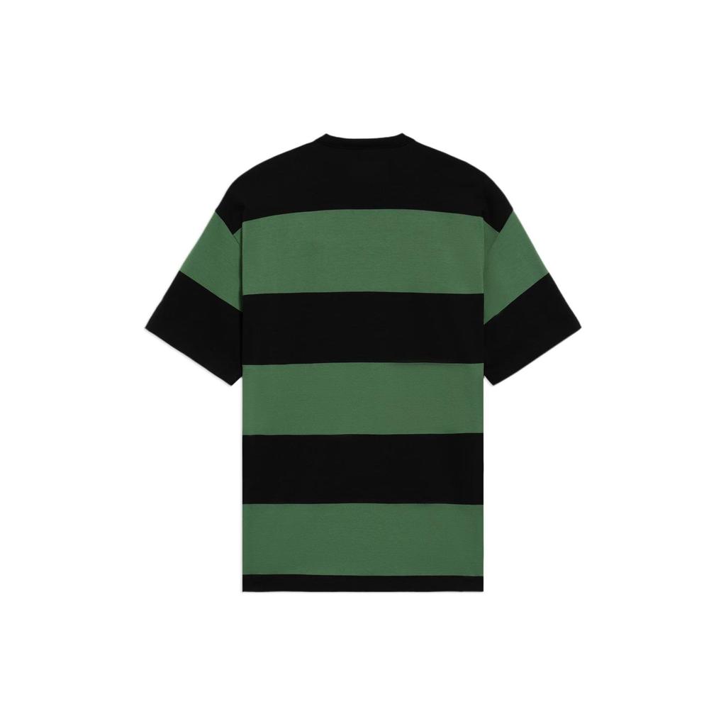 Li Ning Sports Fashion Series Color Block Striped Loose Round Neck Short Sleeve T-Shirt Men Tops Mist-Pine-Green AHSS571-5