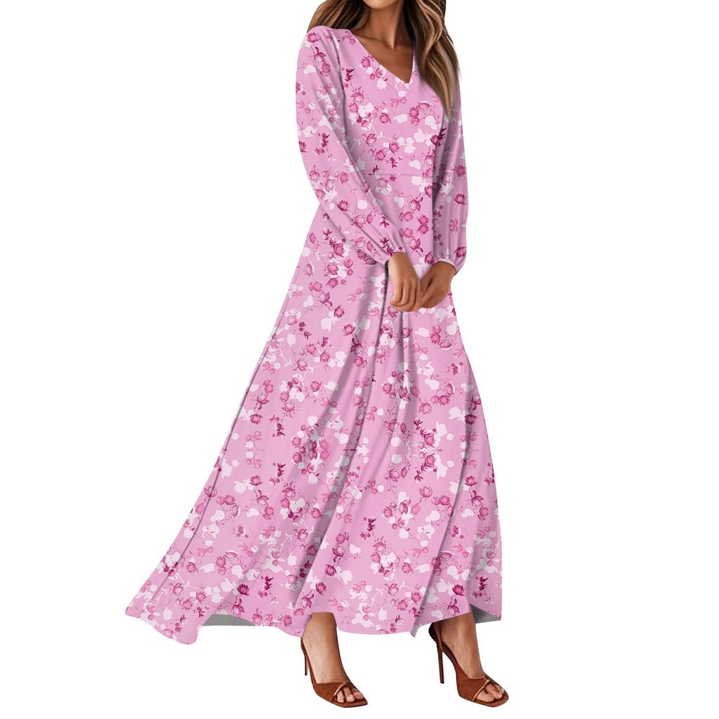 Women's Summer Dresses Casual Long Sleeve Maxi Dresses Cute Floral Maxi Dresses Wedding Guest Dresses Flowing Dresses