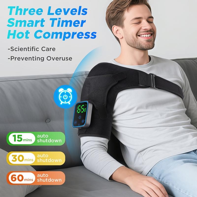 Portable Electric Shoulder Massager with Vibration and Graphene Heating Wireless APP Control Hot Compress Therapy Pad Removable Design