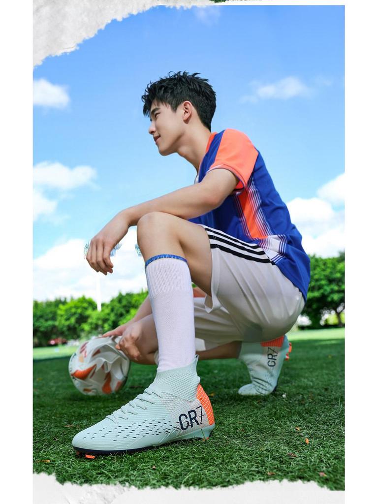 Cross-border High-Top Soccer Shoes for Youth, AG Long Studs, TF Studs for Primary & Secondary School Students.