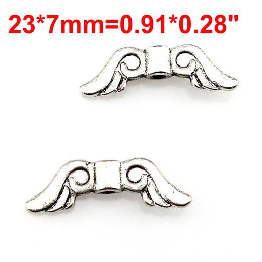 10PCS Vintage Antique Silver Color Alloy Angel Feather Wing Pendant For DIY Jewelry Making