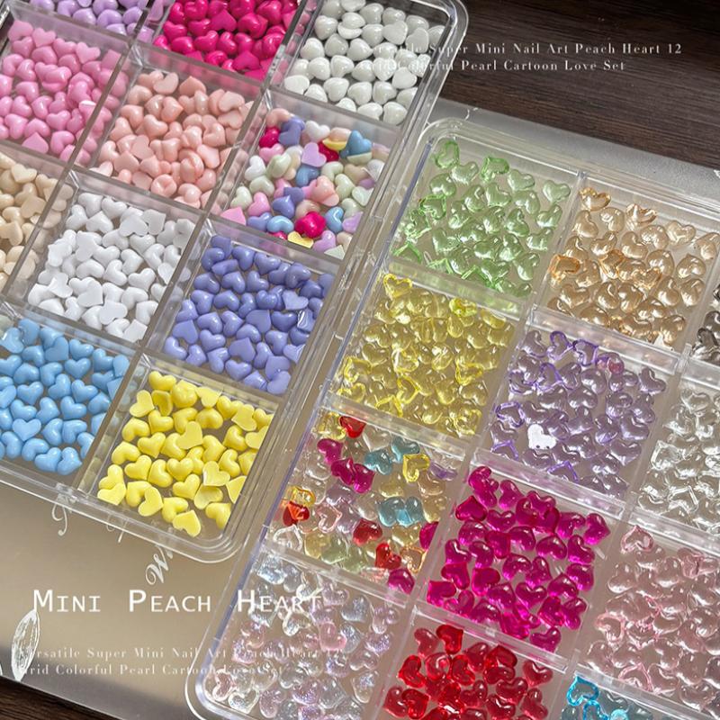 12 Grid Mixed Colorful Mini Heart Nail Jewelry Nail Charms Nail Accessories Nail Art Nail Decoration Diy Nails Parts