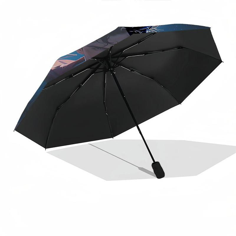 1pc Superman Space Automatic Folding Umbrella - Compact 8-Rib Design, Durable Plastic & Iron1089L