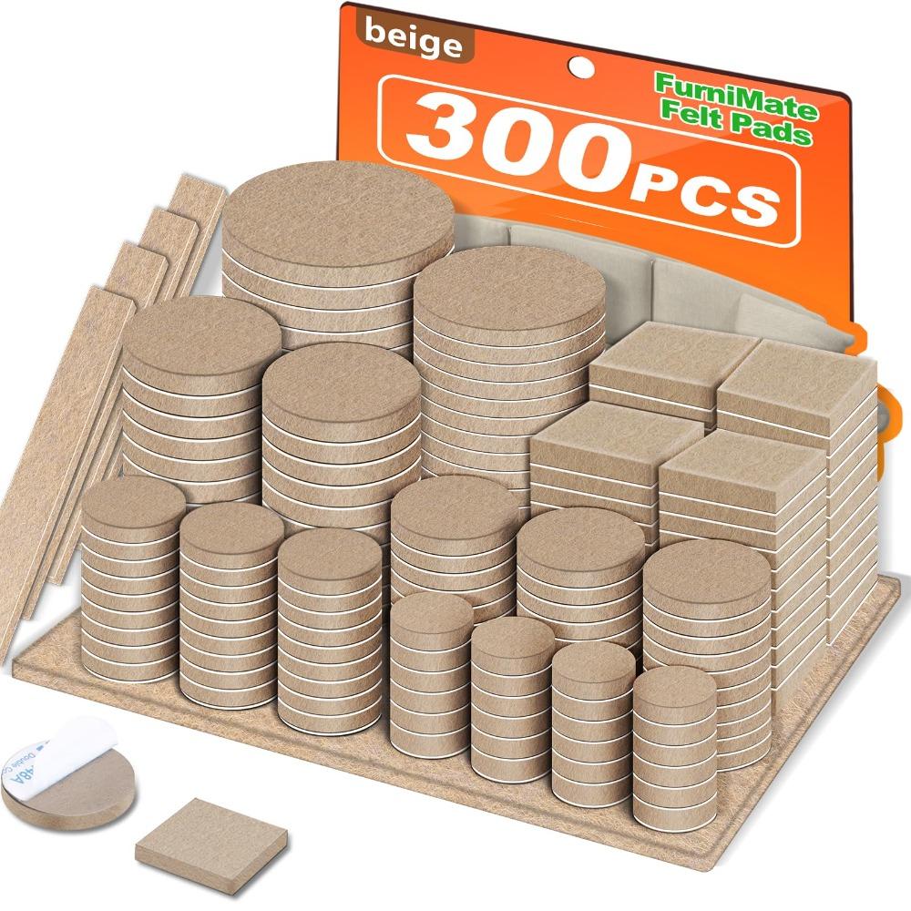 

136/300 шт. Различные размеры Войлочные мебельные накладки Защита пола от царапин Мебельные накладки Ножки стула Beige 300 Pcs